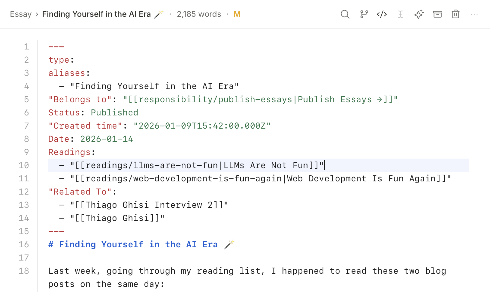 YAML frontmatter